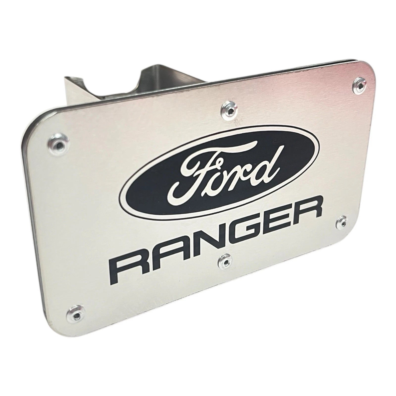 Trailer Hitch Cover Plug for Ford Ranger (2011–2018) Brushed Metal 2in Receiver