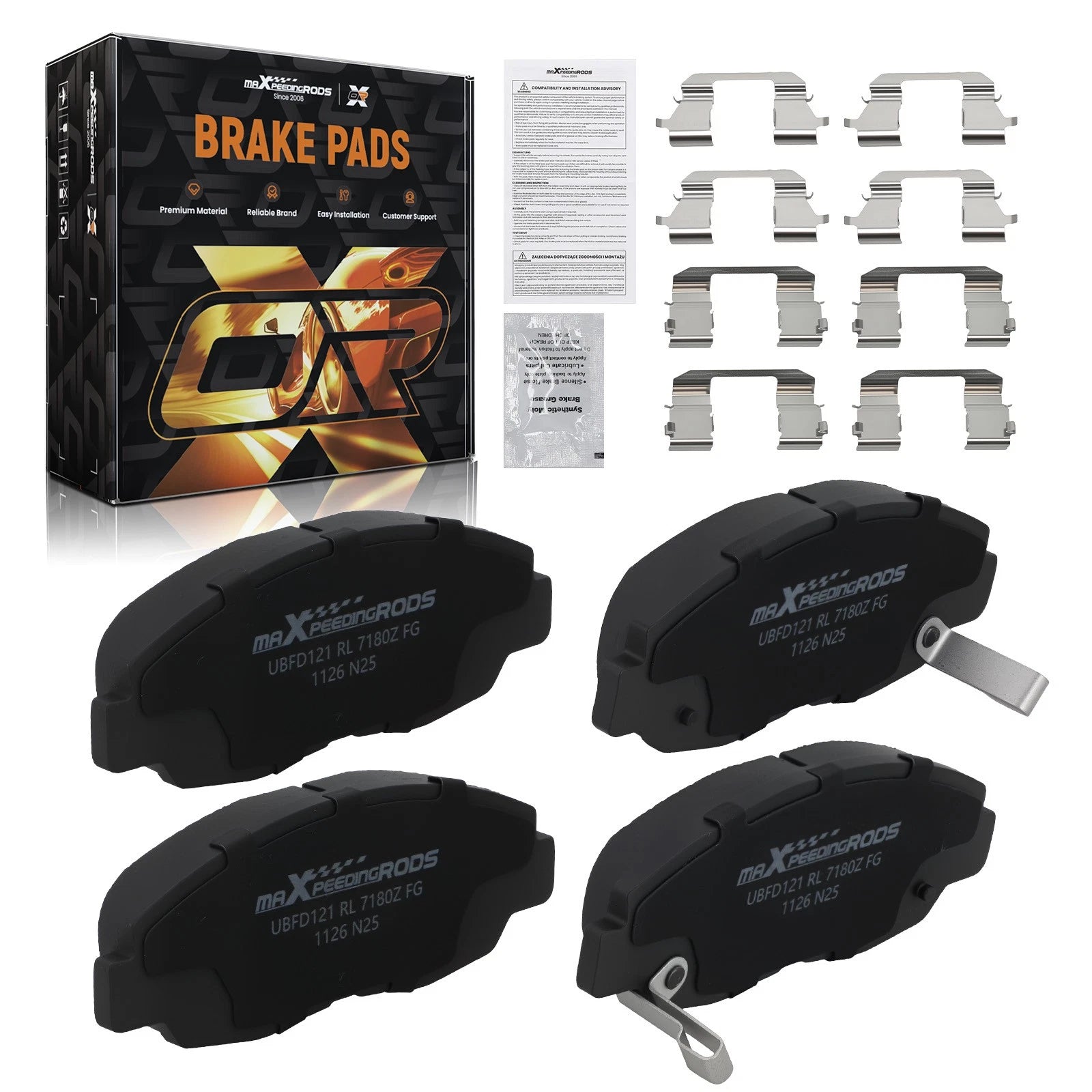 Front Ceramic Brake Pads for Honda Accord & Insight & Civic (1998–2014)
