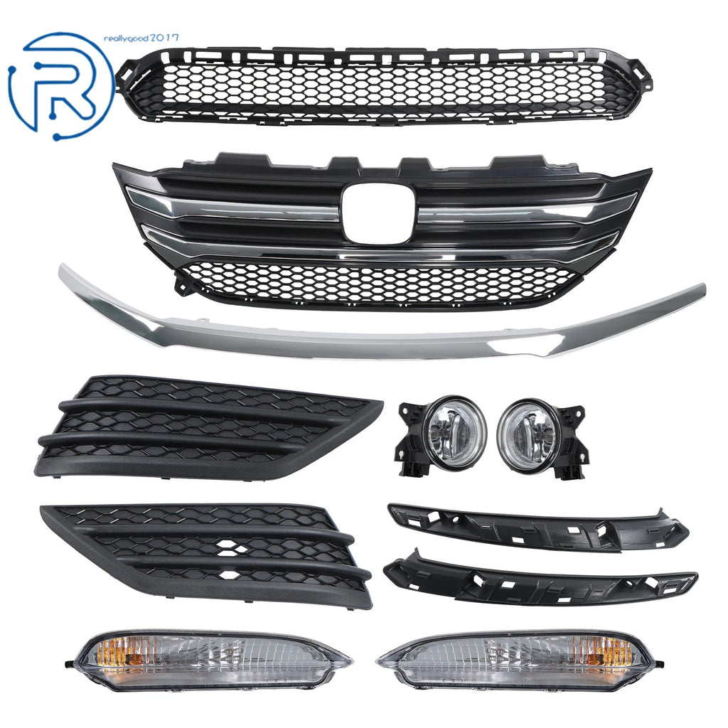 Front Bumper Grille Set with Fog Lamps for Honda Pilot (2016–2018)
