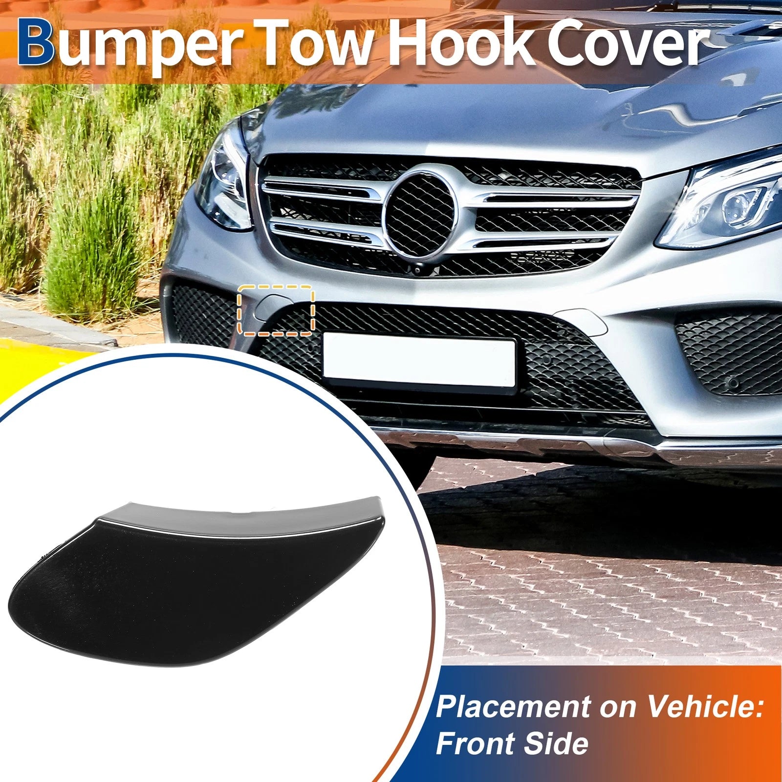 Tow Hook Cover for Mercedes-Benz GLE X166 (2016–2020) No.A2928854922 Black