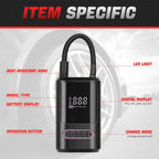 Cordless Air Pump for Car Tire (150 PSI, 4000mAh Battery)