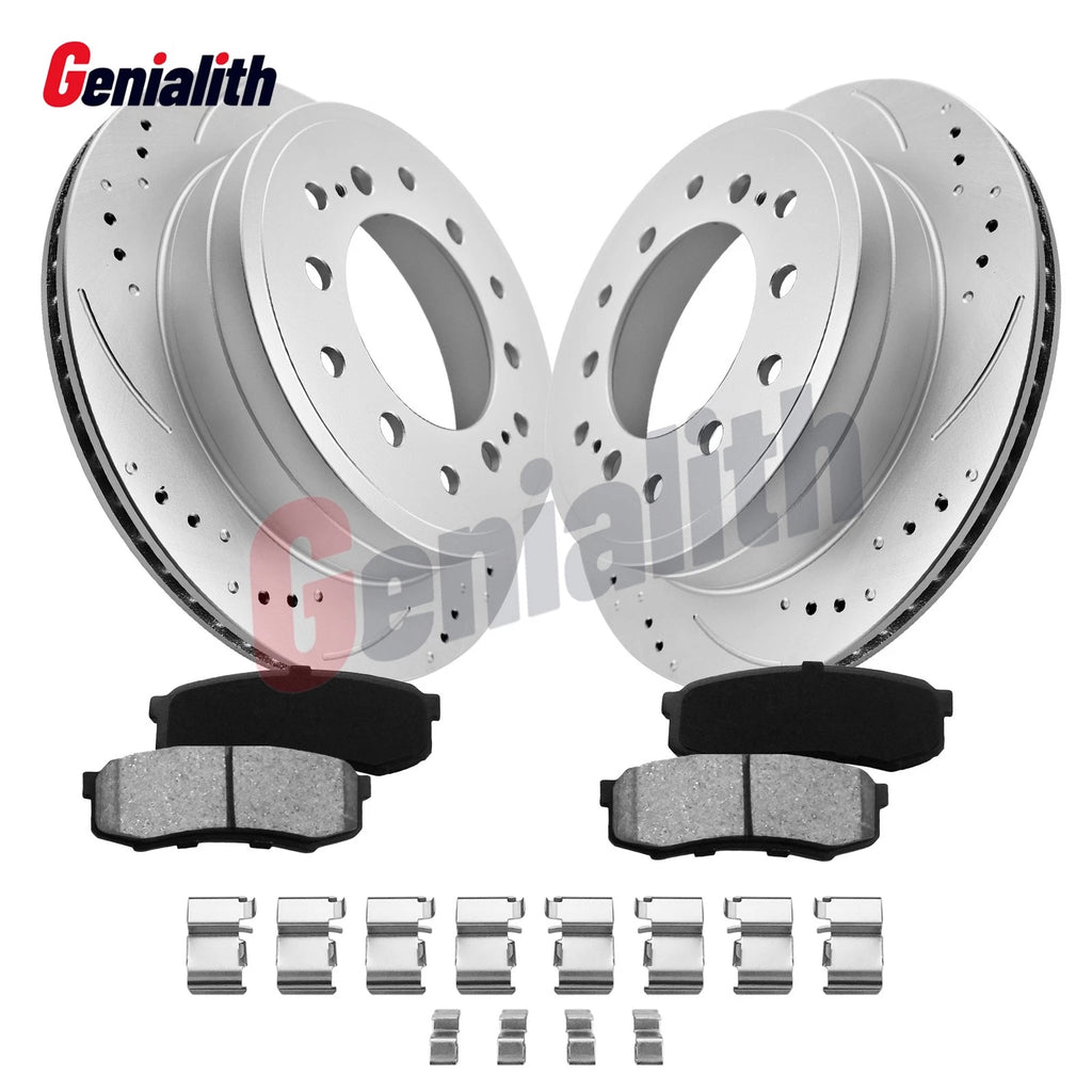 Rear Slotted Disc Rotors Brake Pads Kit for Toyota 4Runner (2003–2009)