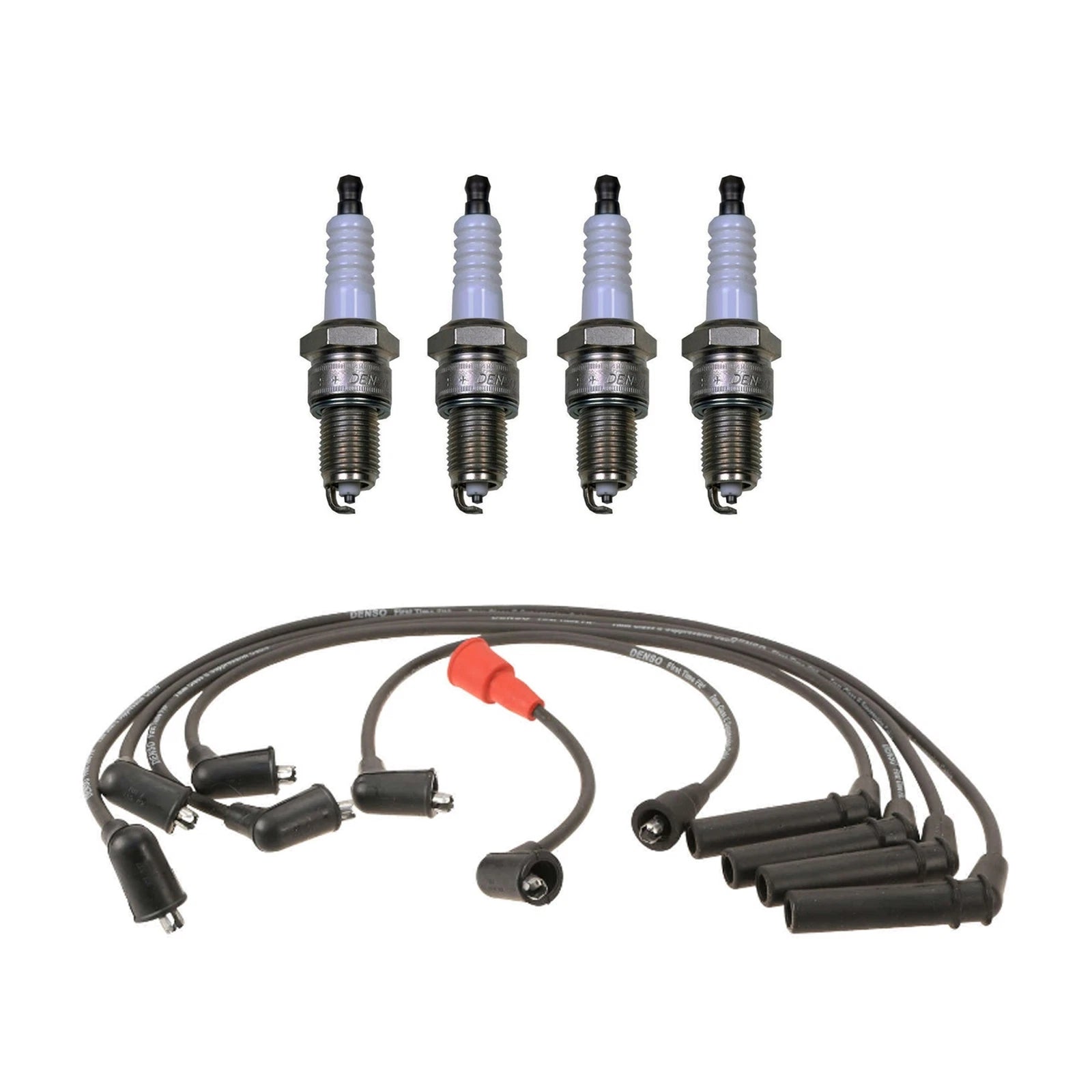Denso 7mm Wire Set & 4 U-Groove Spark Plugs for Dodge Eagle Plymouth L4