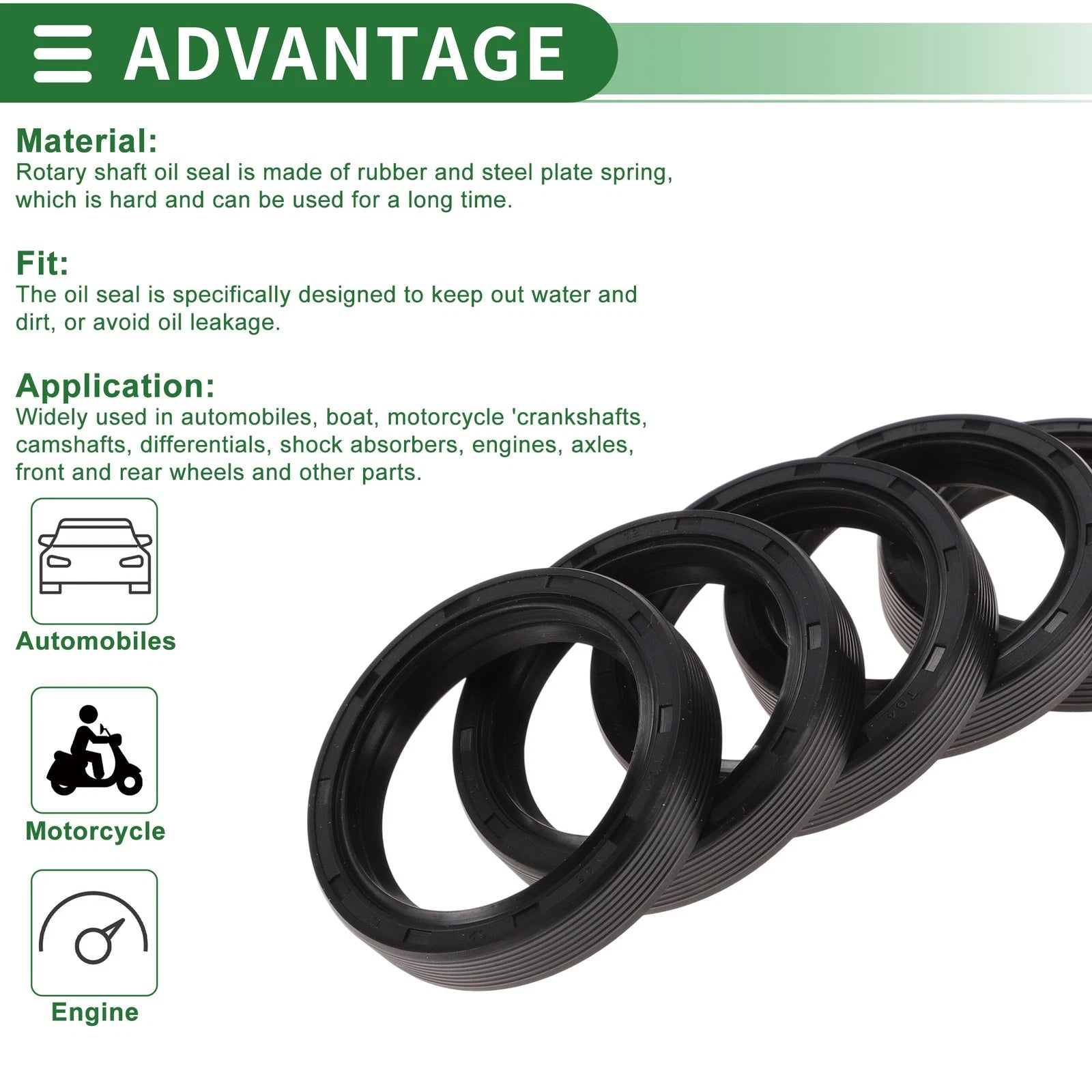Set of 5 Oil Seals NBR Rubber 48x62x12mm for Various Models 