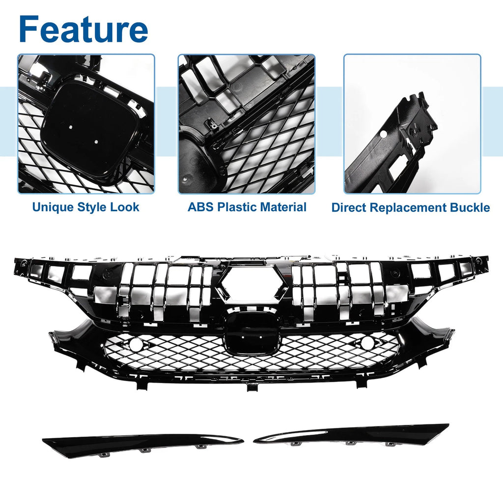 Front Hood Bumper Grille for Honda Civic (2016–2021) Rock Style with Hole