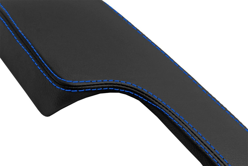 Leather Synthetic Console Armrest Cover for Honda Civic (2001–2005) Black Blue Stitch
