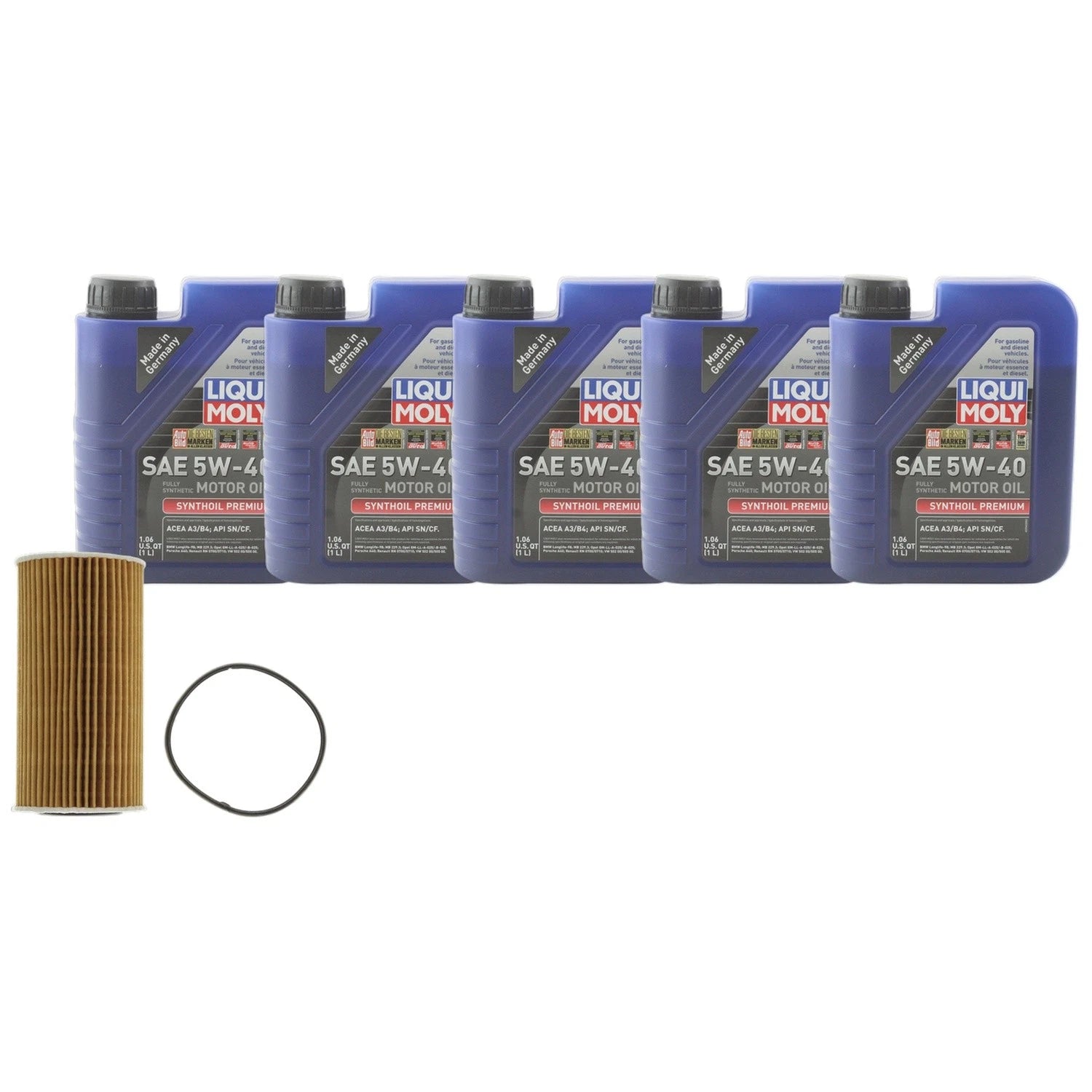 5L Liqui Moly Synthoil Premium 5W40 Engine Oil Change Kit for A3 Jetta (2006–2013)
