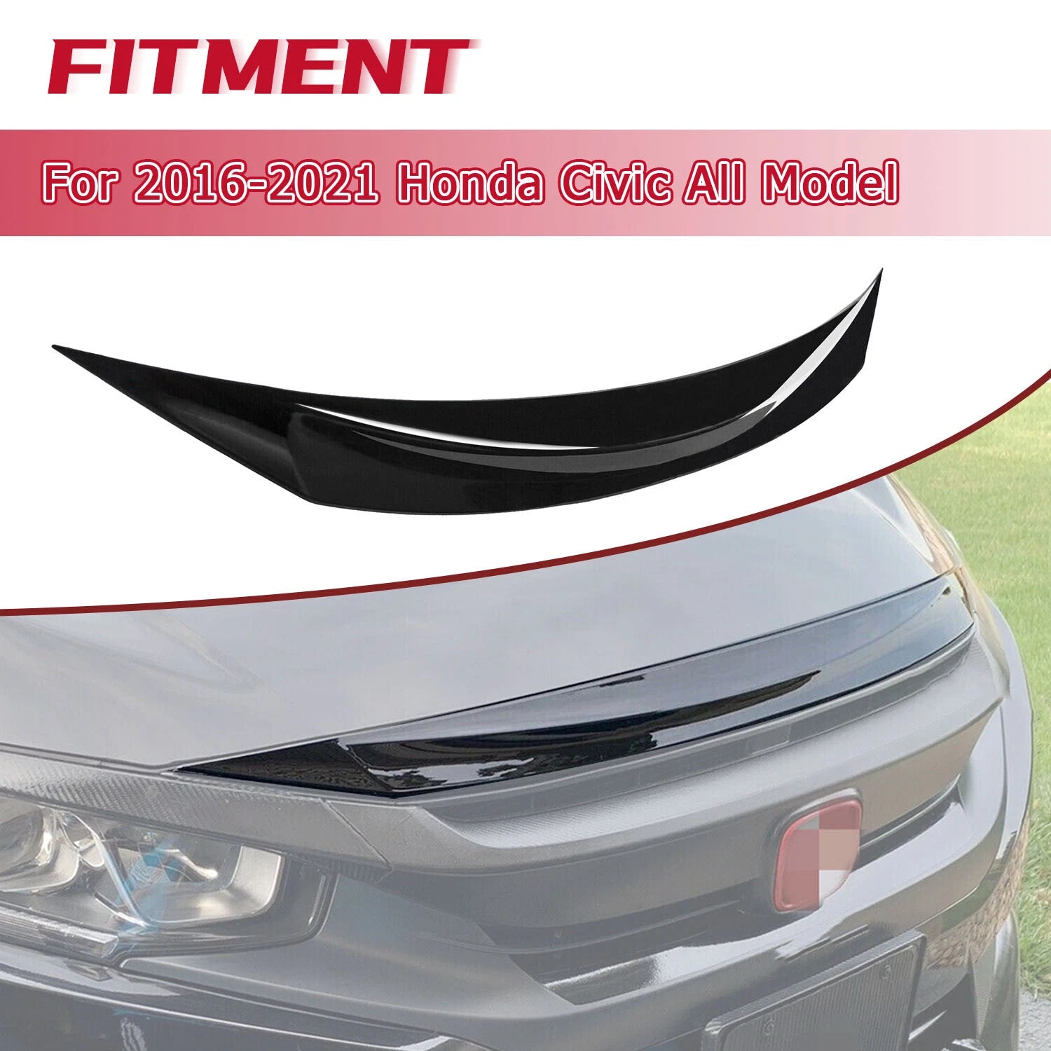 Gloss Black Front Bumper Trim for Honda Civic (2016-2021)