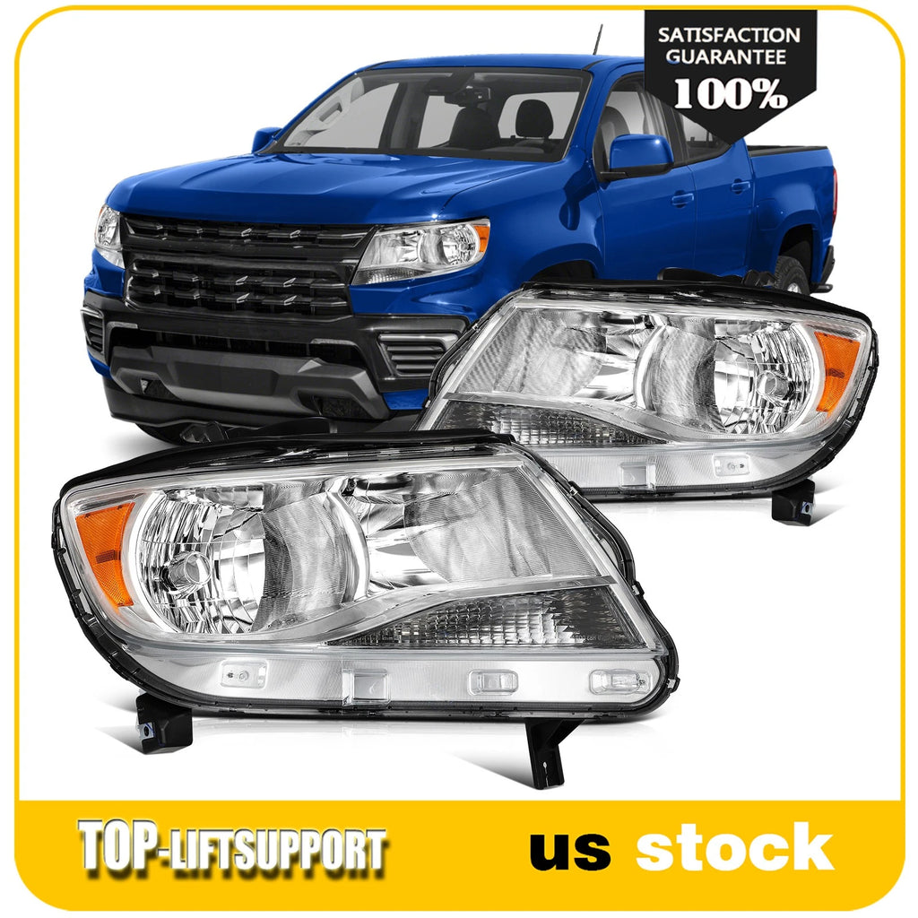 Set of 2 Headlight Assemblies for Chevy Colorado (2015–2022) Chrome Housing