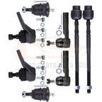 Set of 8 Front Lower Ball Joints and Tie Rods for Cadillac Commercial Chassis (1985–1993)