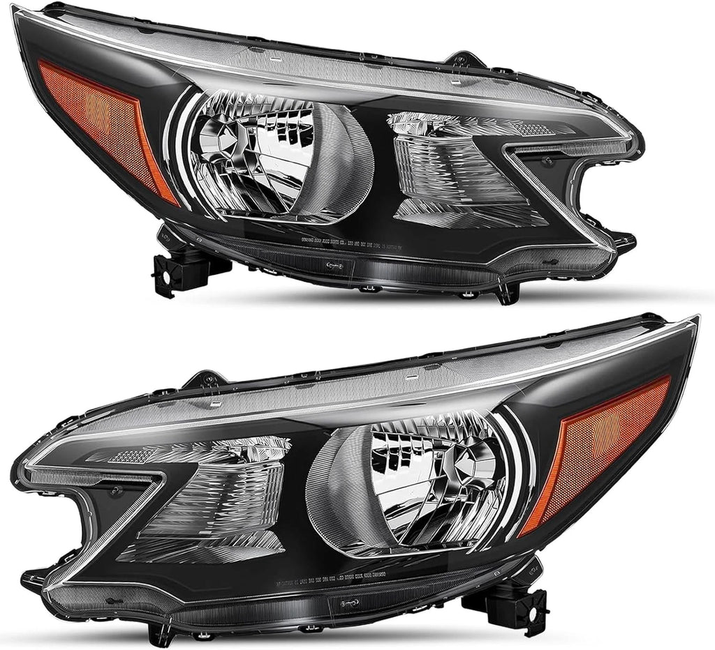 Headlight Assembly Pair for Honda CR-V (2012–2014) - Black, Amber Corner Lamps