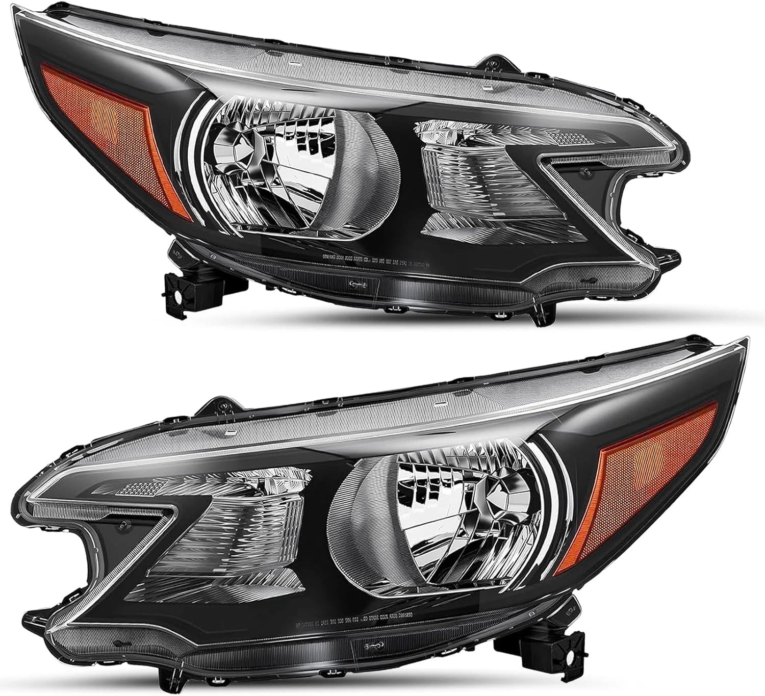 Headlight Assembly Pair for Honda CR-V (2012–2014) - Black, Amber Corner Lamps