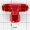 12AN Male to Female Center Port Flare Tee Fitting - Red Anodized
