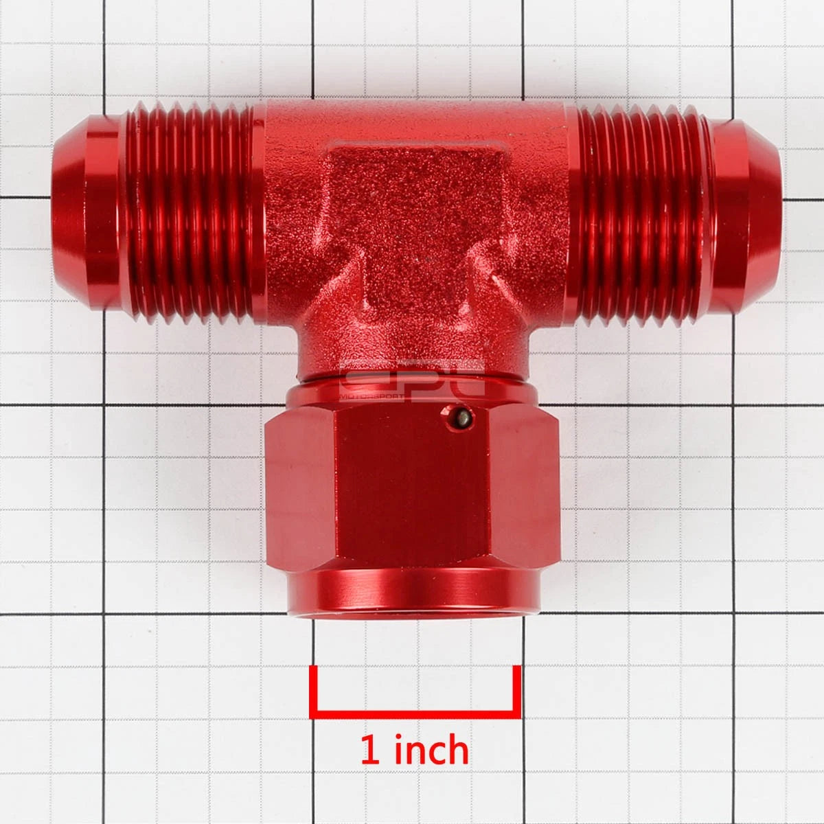 12AN Male to Female Center Port Flare Tee Fitting - Red Anodized