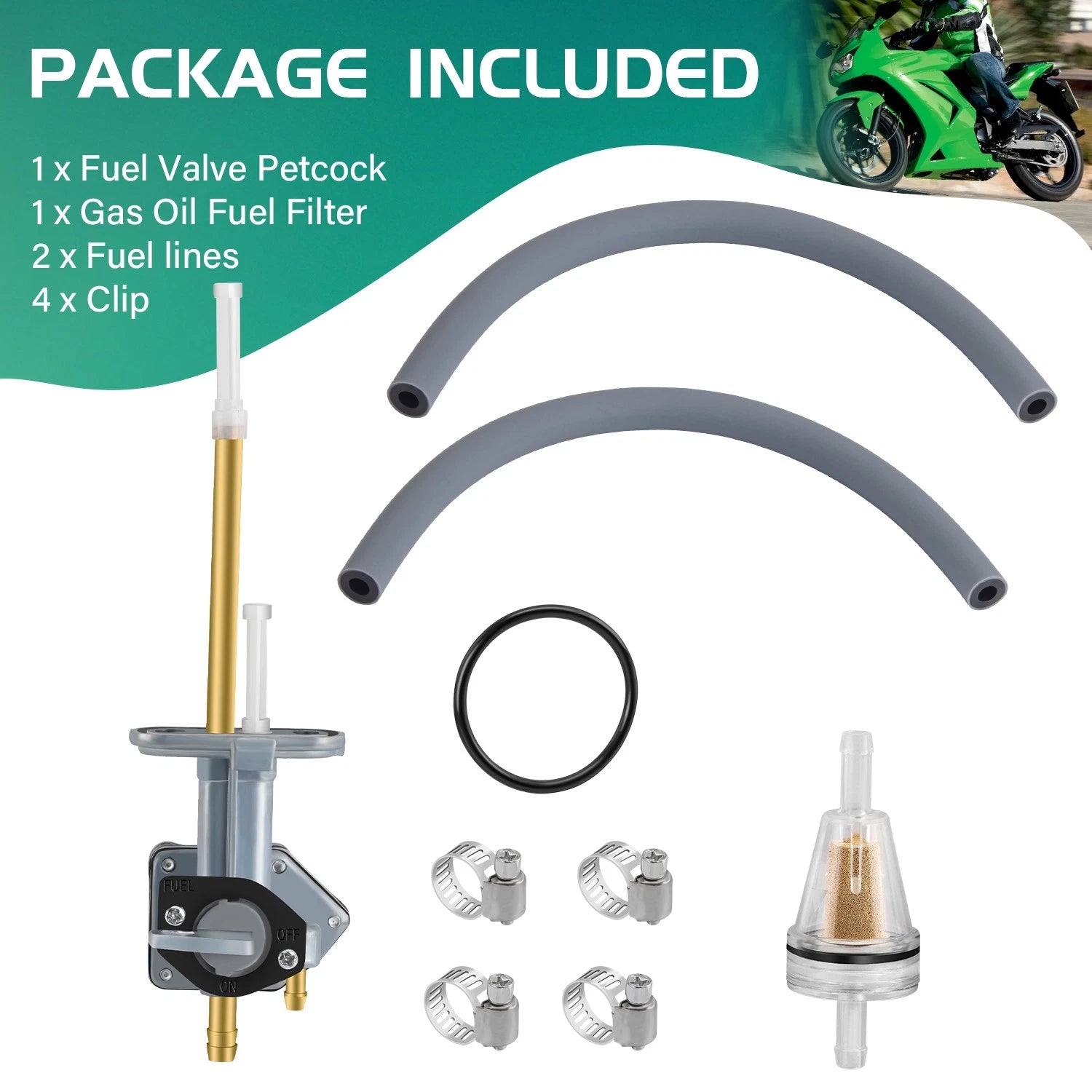 Petcock Fuel Valve with Filter for Kawasaki Ninja 250R EX250F (1988–2007)
