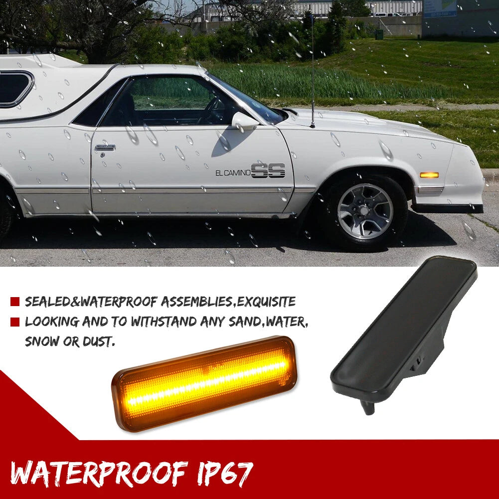 Smoked Amber LED Front Bumper Side Marker Lights for El Camino & Caballero (1982–1987)