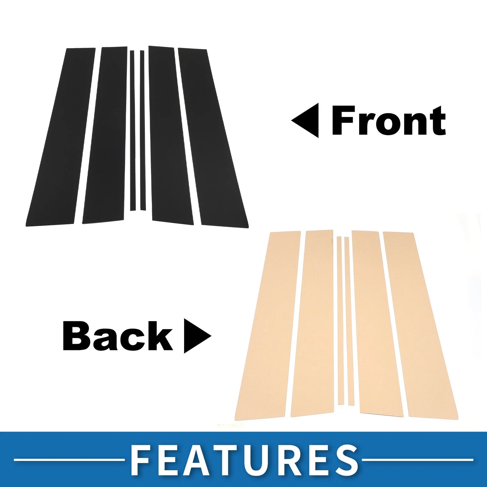 6 Pcs Door Pillar Window Trim for Toyota Fortuner (2016–2023) Black