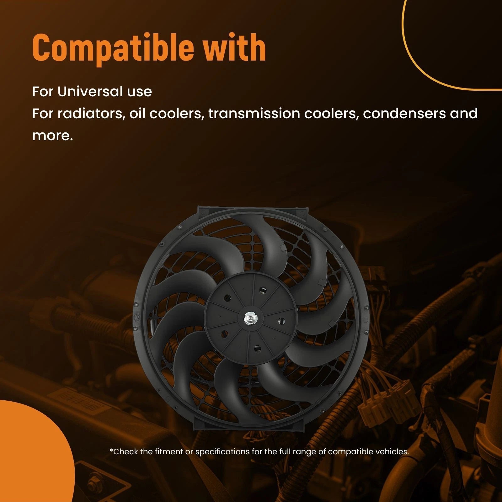 12 Inch Universal Radiator Cooling Fan Mount Kit 2250RPM 10 Blades Black