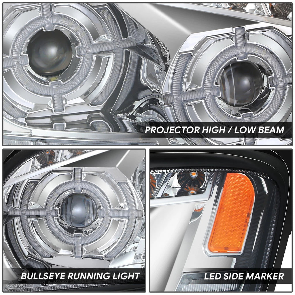 Chrome Amber LED Sequential Chasing Projector Headlights for Kenworth T660 (2008–2017)