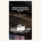 Wireless Ceiling Fan for Camping - Brushless DC Motor, Long-Distance Airflow