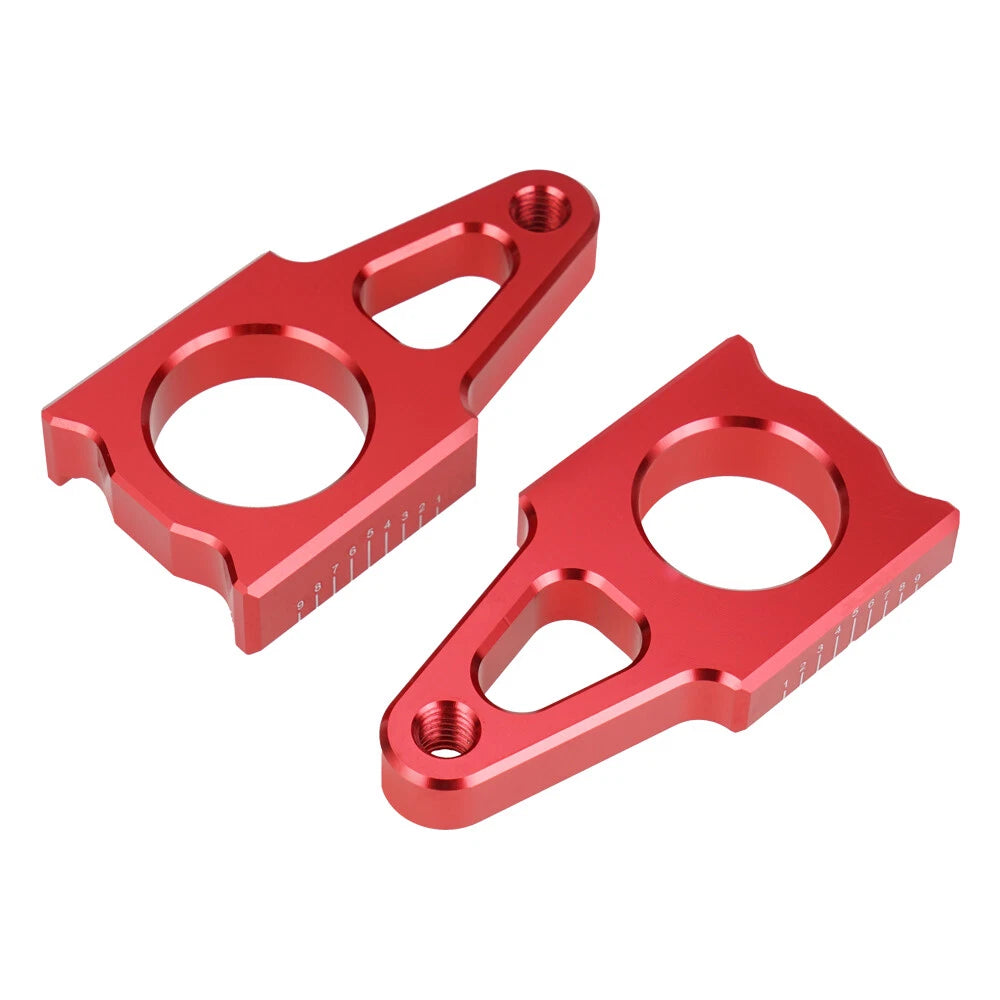 CNC Rear Axle Adjuster Blocks for Honda CRF450R CRF450X (2002–2023) Red