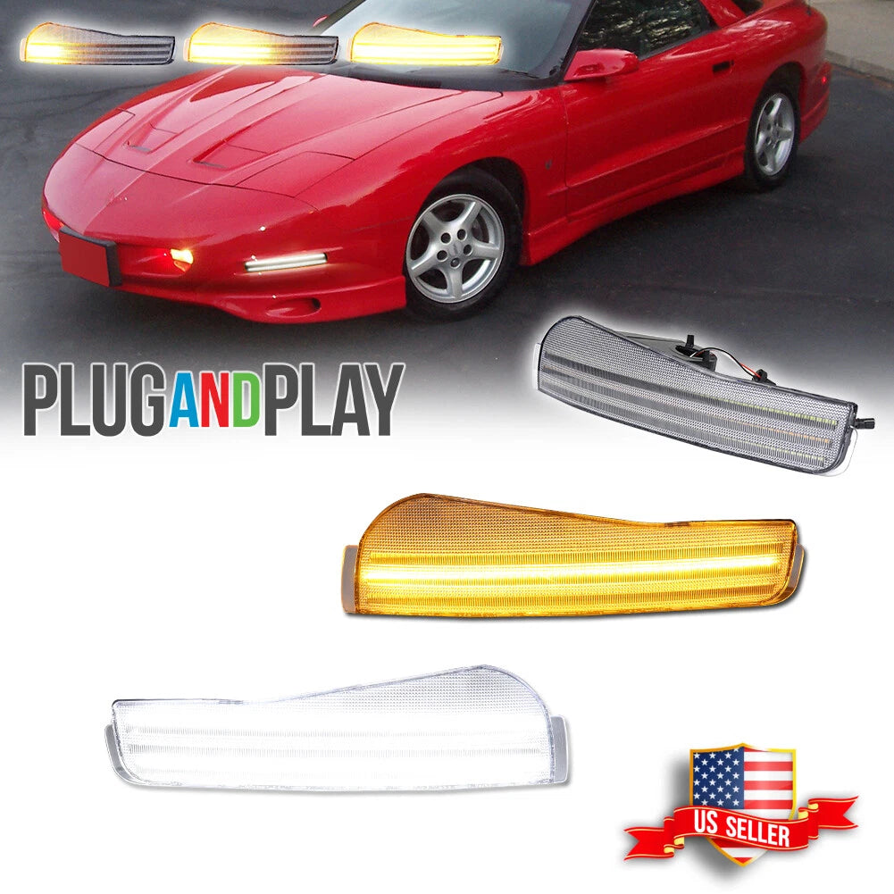 Switchback LED Clear Front DRL Signal Lights for Pontiac Firebird Trans Am (1993–1997)