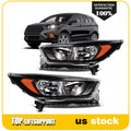 Headlight Pair for Ford Escape (2018–2019) Black Reflector with Bulbs