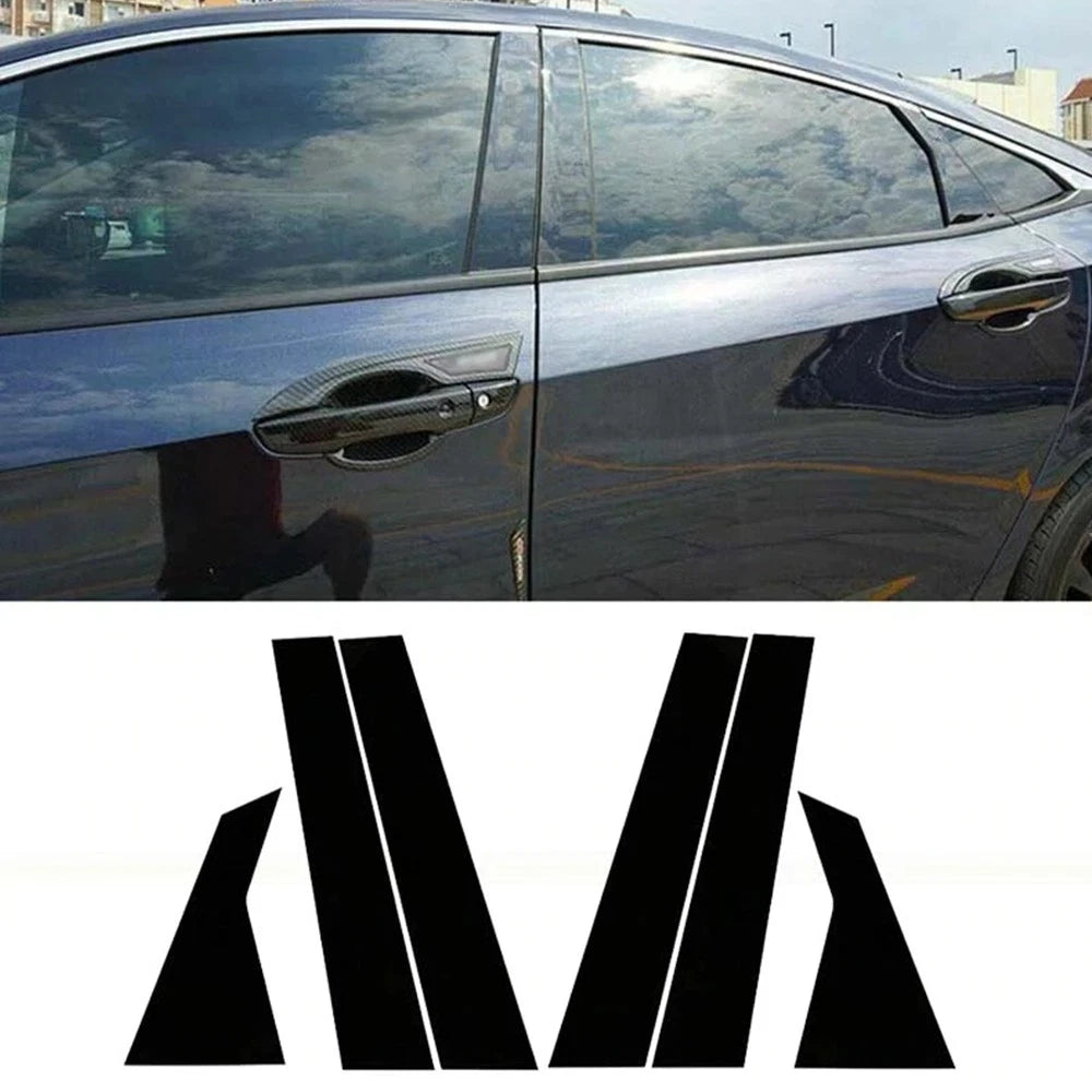 Glossy Black Door Window Pillar Posts Cover for Honda Civic (2016–2020)