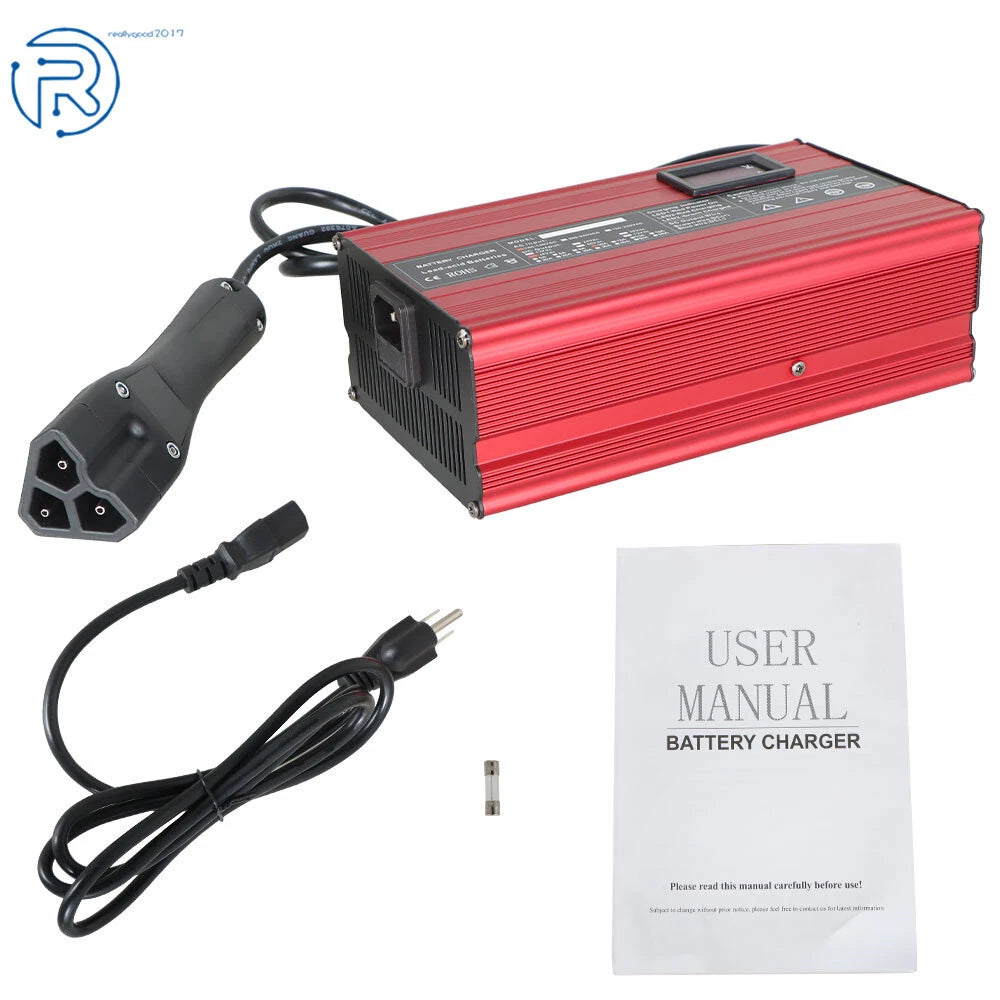 3 Pin RXV Plug Battery Charger for EZGO RXV & TXT Golf Carts (48V, 10A)