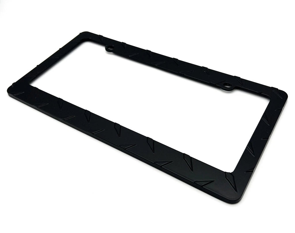 License Plate Frame Black Diamond Plate Metal for Car Truck SUV