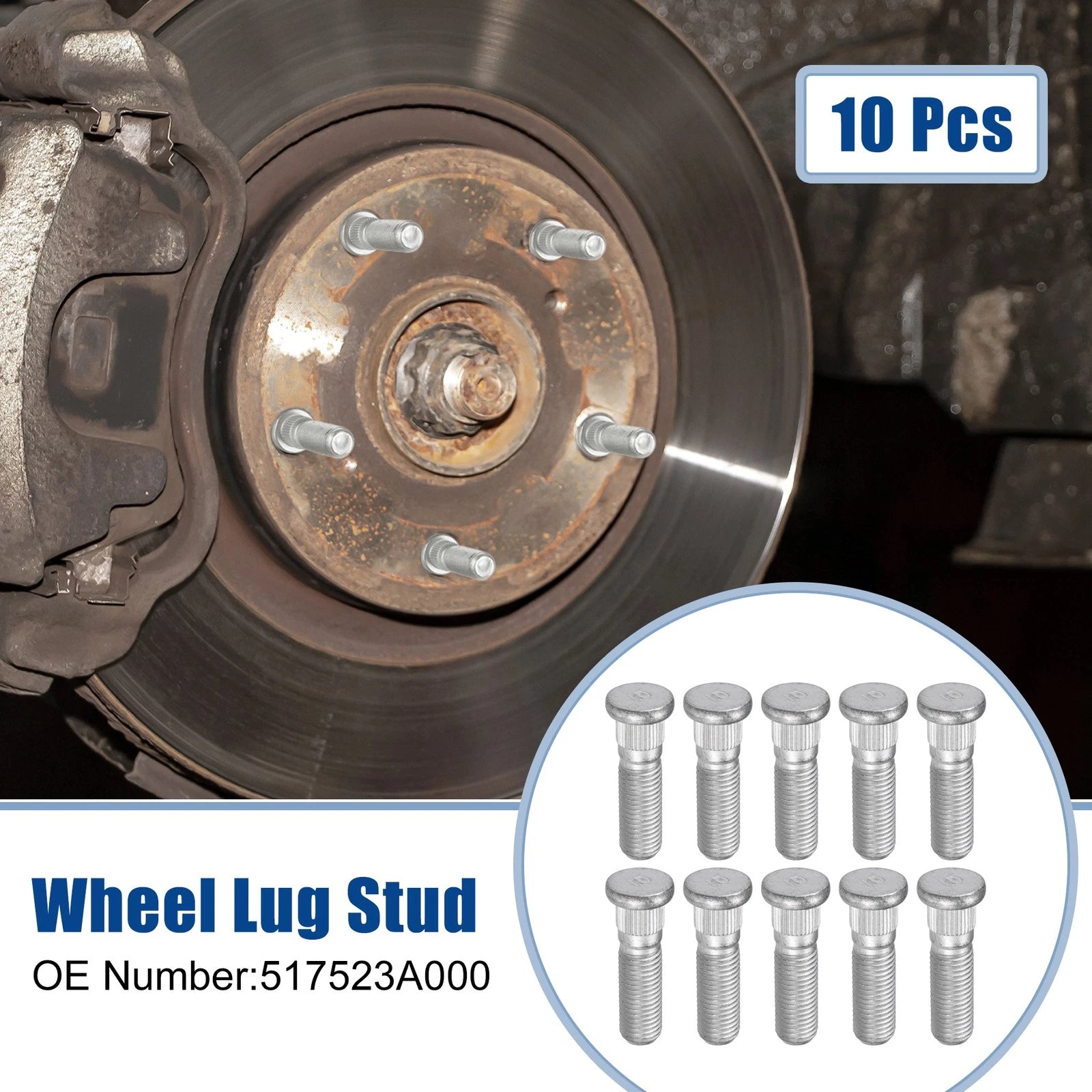 10 Pcs M12x1.5 Wheel Lug Stud for Hyundai Elantra (2007–2012) No. 517523A000
