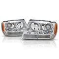Chrome Housing Headlight & Amber Side Corner Lamp for Jeep Grand Cherokee WJ (1999–2004)
