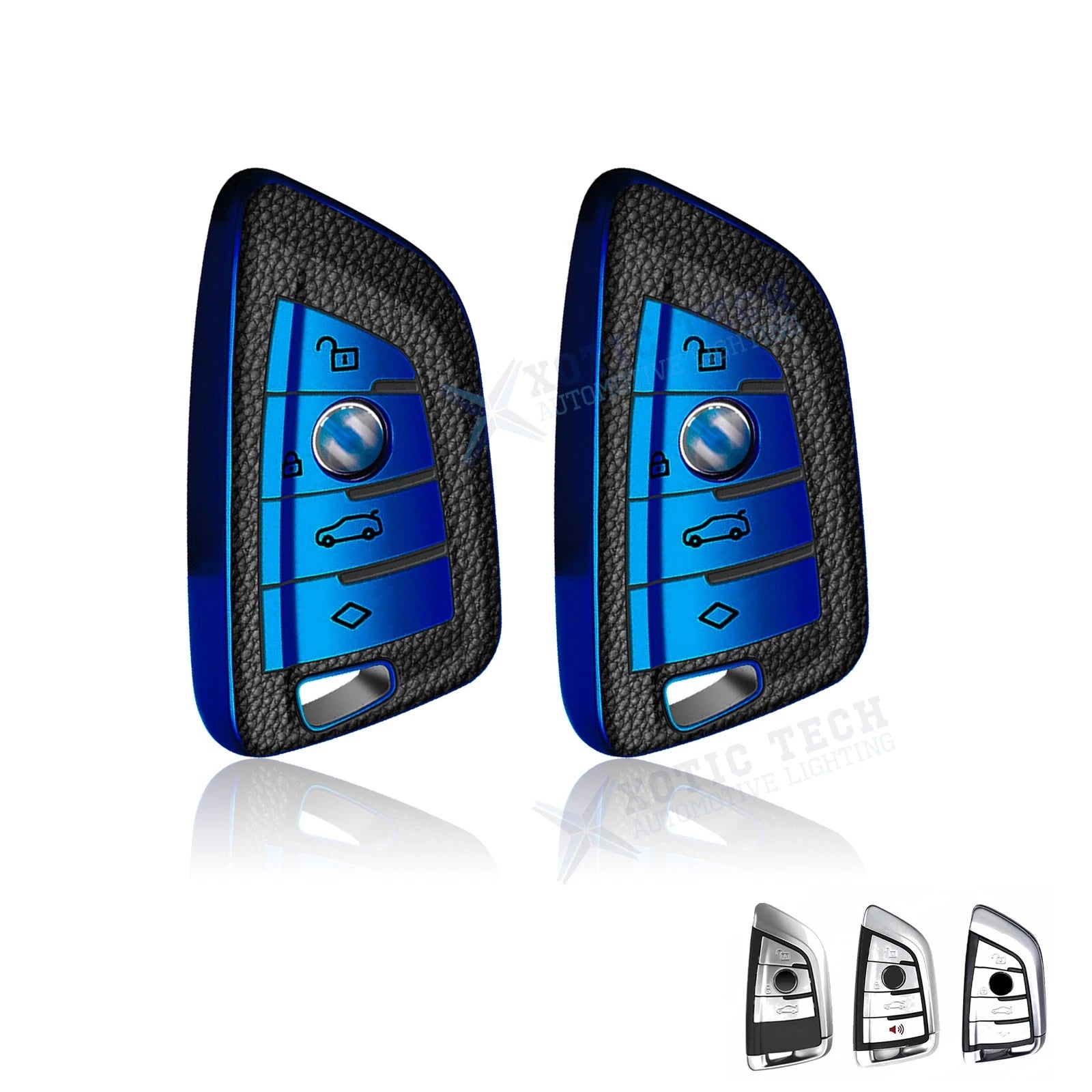 Smart Key Fob Shell Protect Cover Blue TPU Leather for BMW (2010–2019)