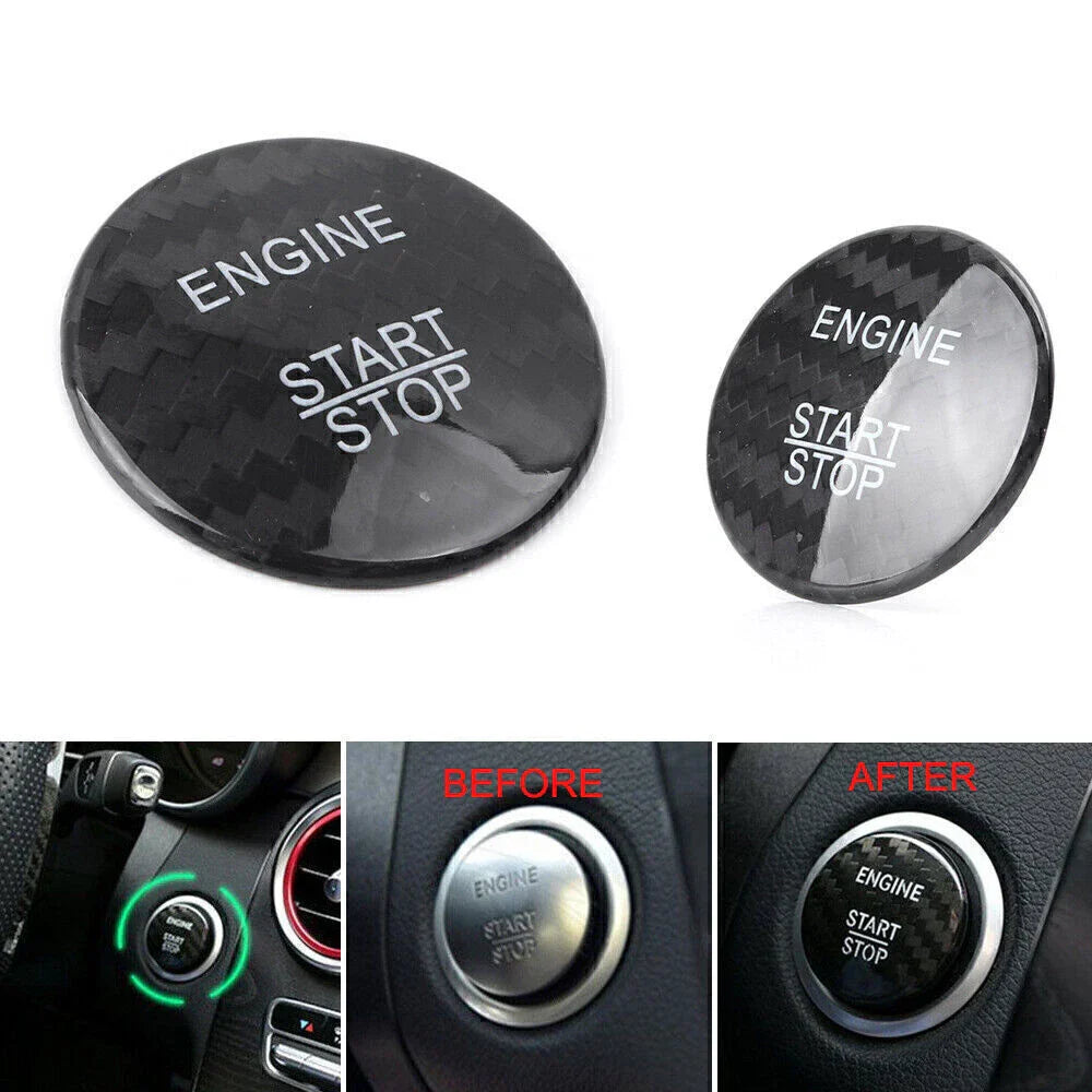 Carbon Fiber Engine Start Stop Button Sticker Cover for Mercedes E-Class