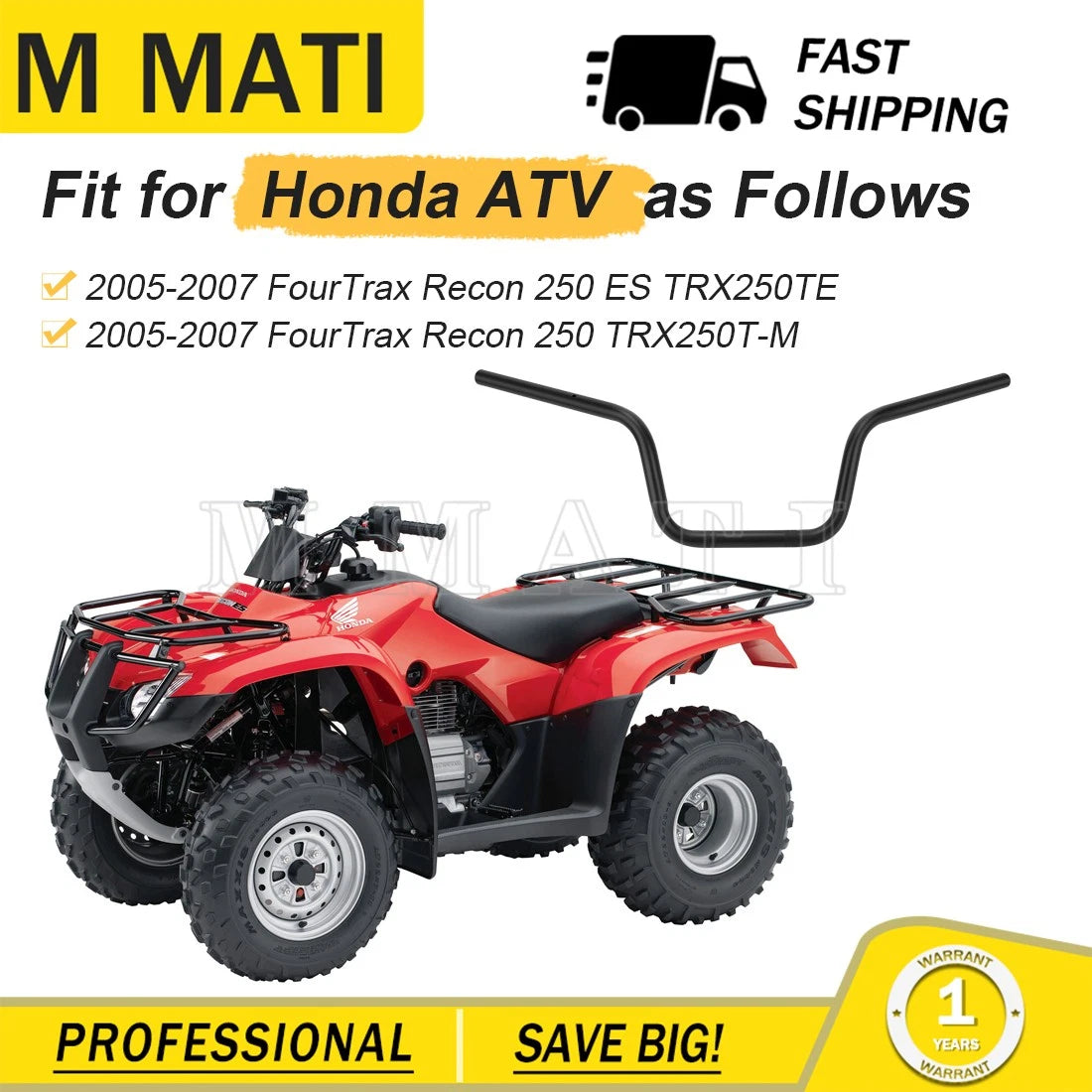 Heavy Duty Handlebar for Honda FourTrax Recon 250 (2005–2007)
