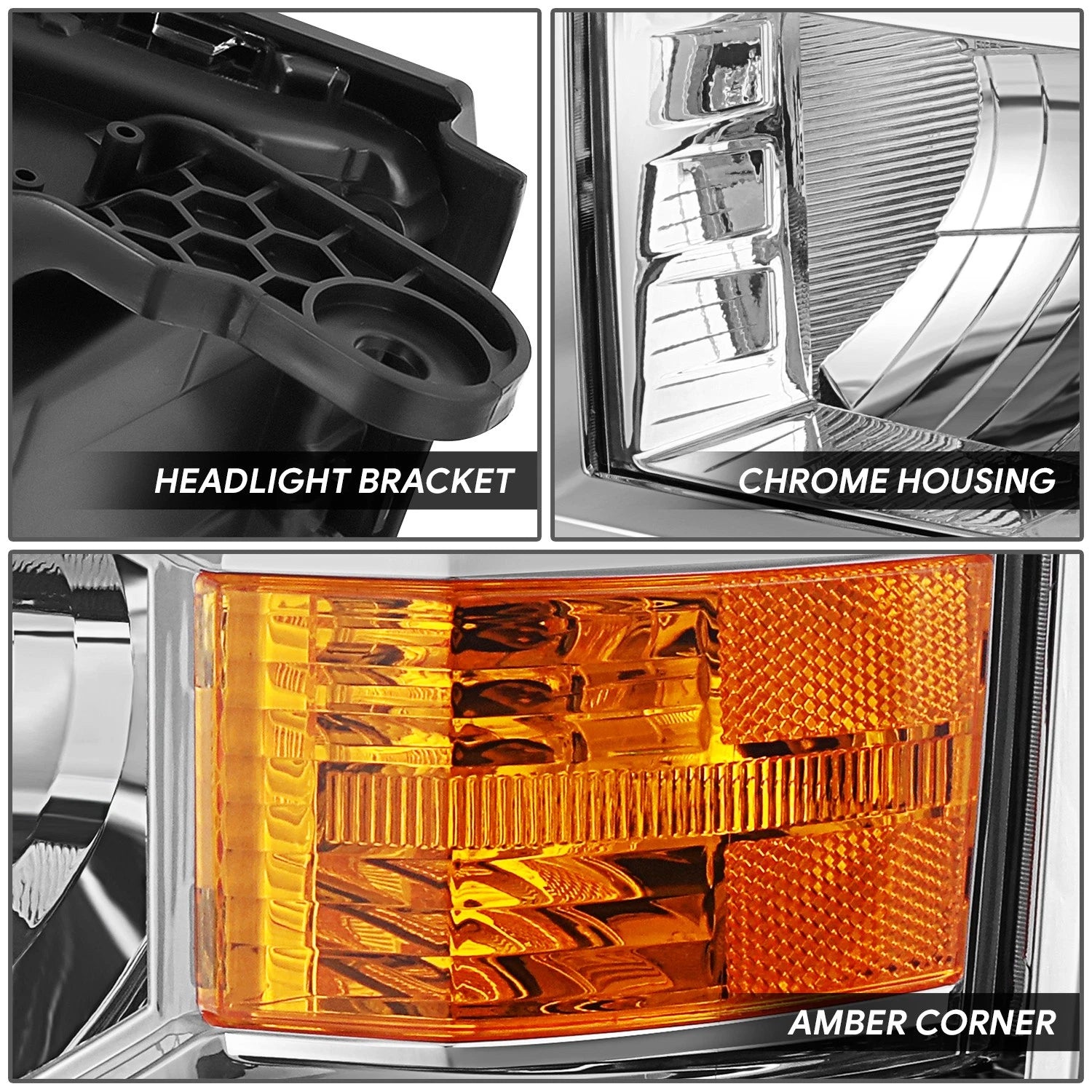 Chrome Amber Corner Headlights for Chevy Silverado 1500 (2014–2015)