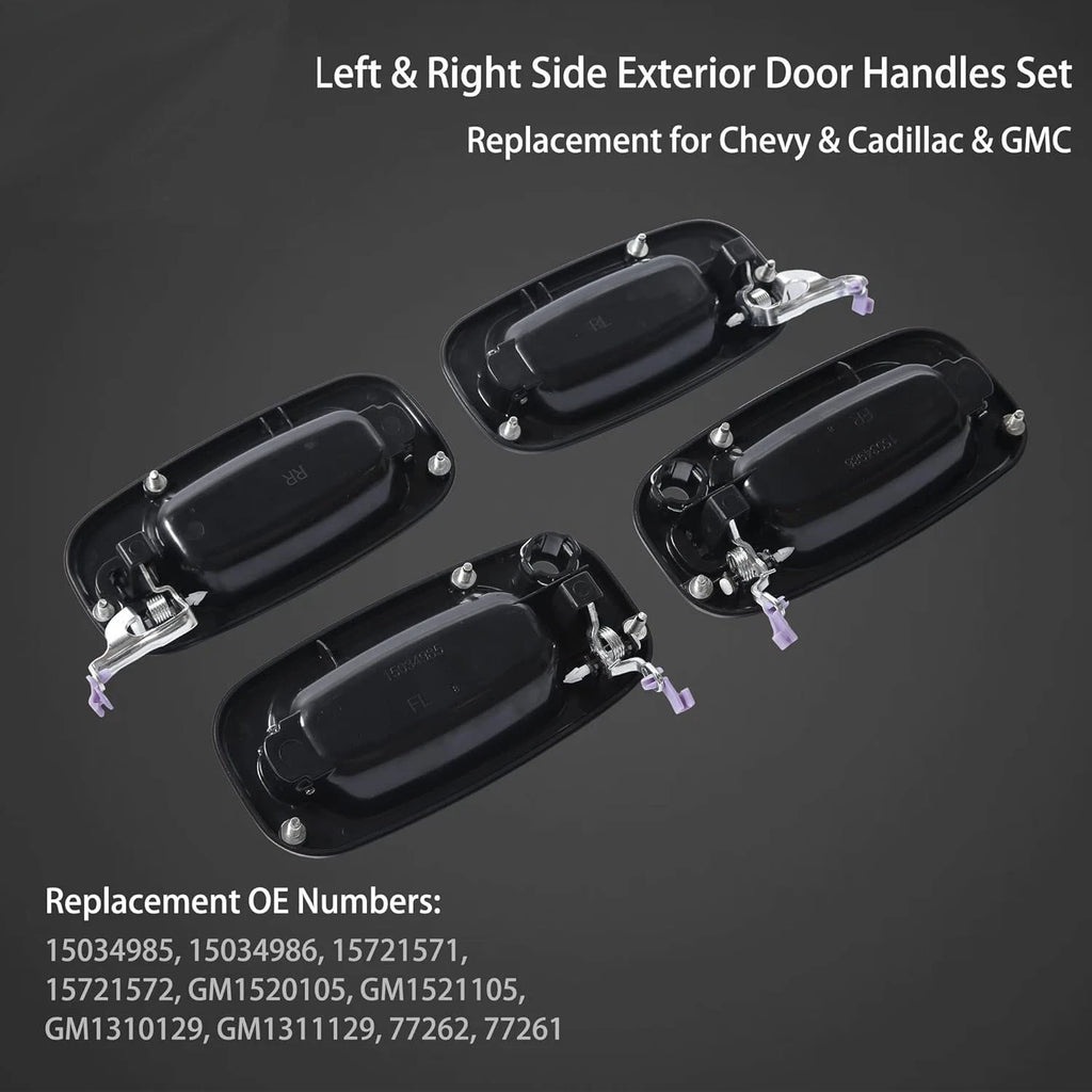 Set of 4 Exterior Door Handles for Chevy Silverado GMC Yukon (1999–2007) 15721571