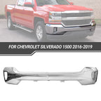 Front Bumper Face Bar with Fog Light Hole Chrome for Chevy Silverado 1500 (2016–2019)