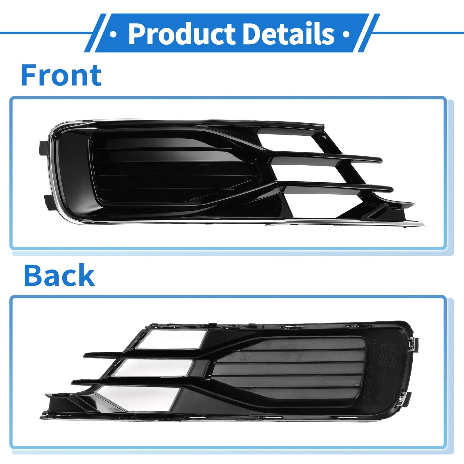 1 Pc Fog Light Grill for Audi A6 (2016–2018) No. 4G0807682AE Black