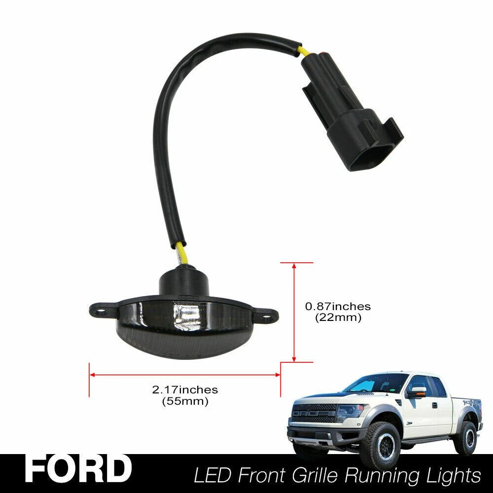 3Pcs Smoked 12-SMD Amber LED Front Grille Lights for Ford Raptor (2010–2014)