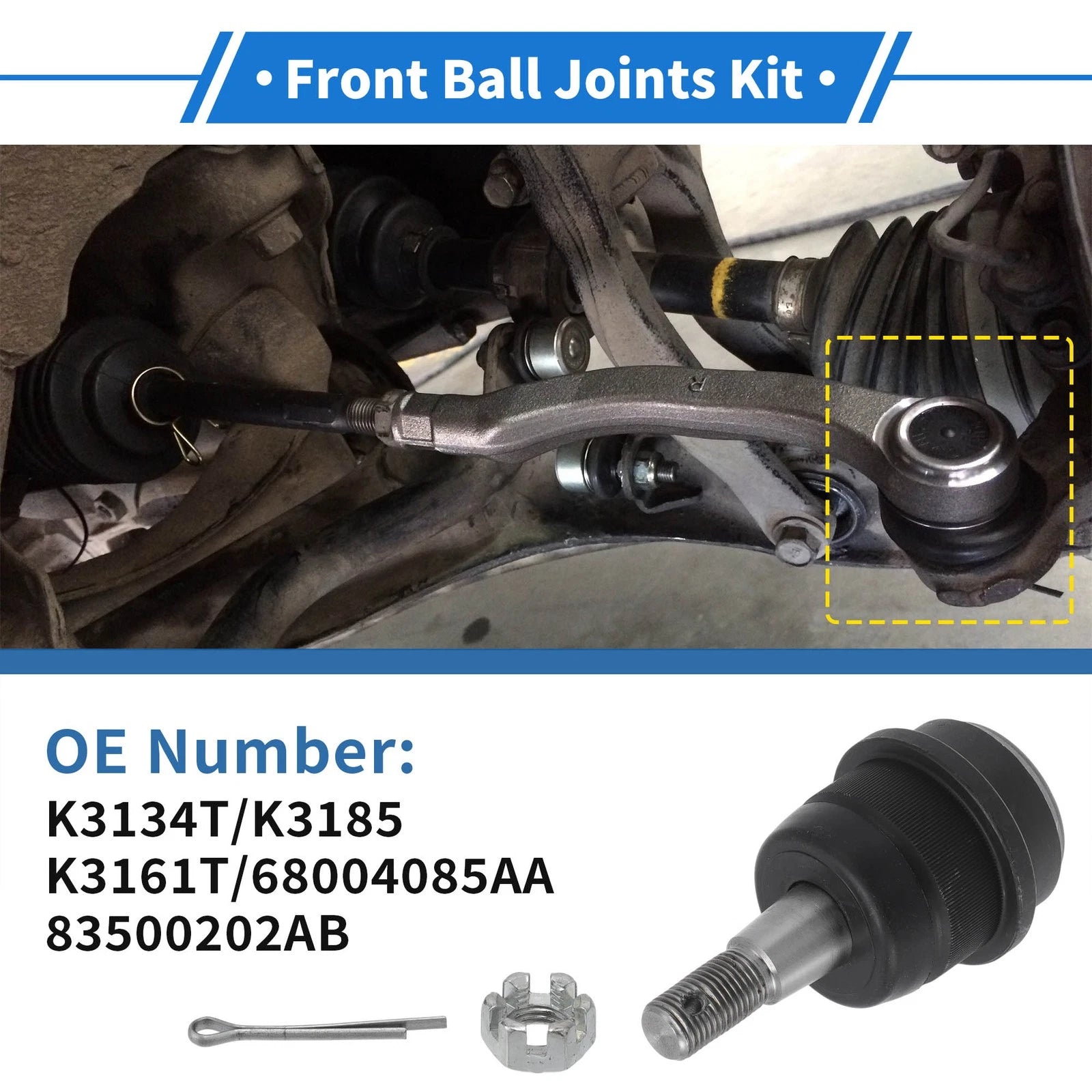 2X Front Lower Ball Joints for Dodge Ram 1500 (1994–2001) No.K3134T/K3185