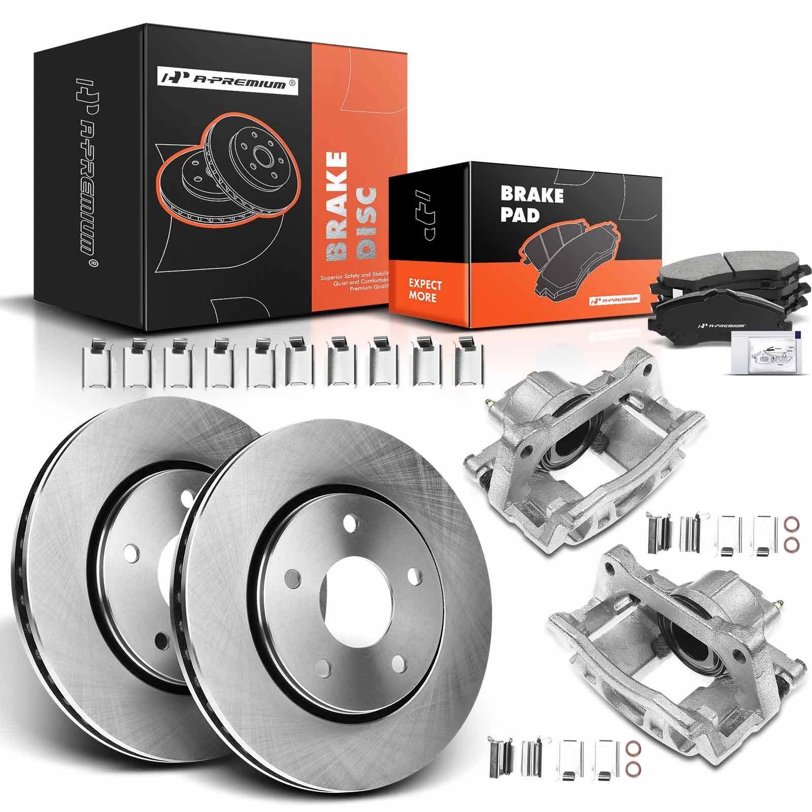 Front Brake Rotor & Pad Set with Caliper for Dodge Ram 