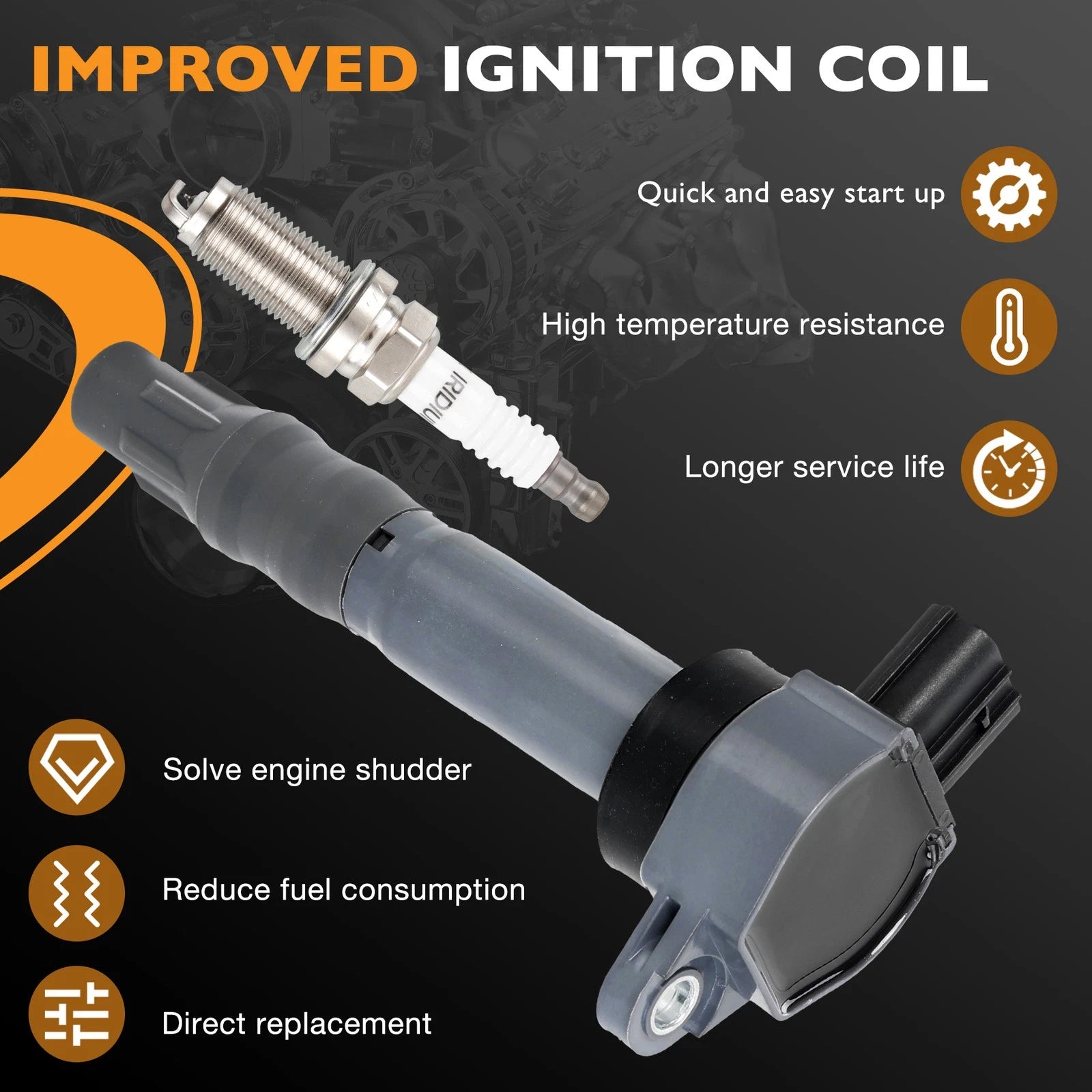 Set of 4 Ignition Coils & Iridium Spark Plugs for Mitsubishi Galant Lancer (2004-2012)