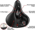 Wide Big Ergonomic Bicycle Seat for Cruiser Bike