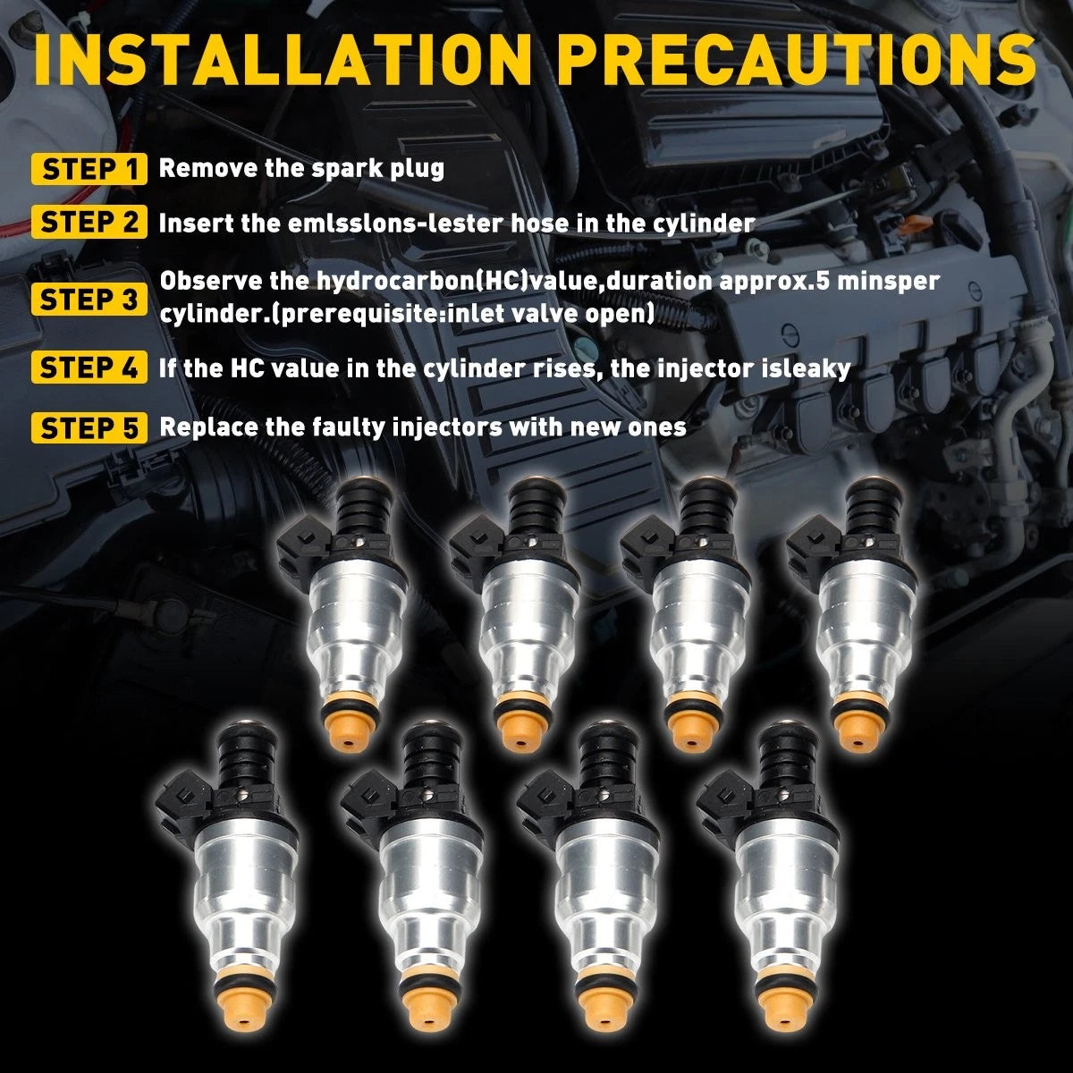 Set of 8 42LB Fuel Injectors for GM LT1 LS1 LS6 Mustang V8 440cc EV1