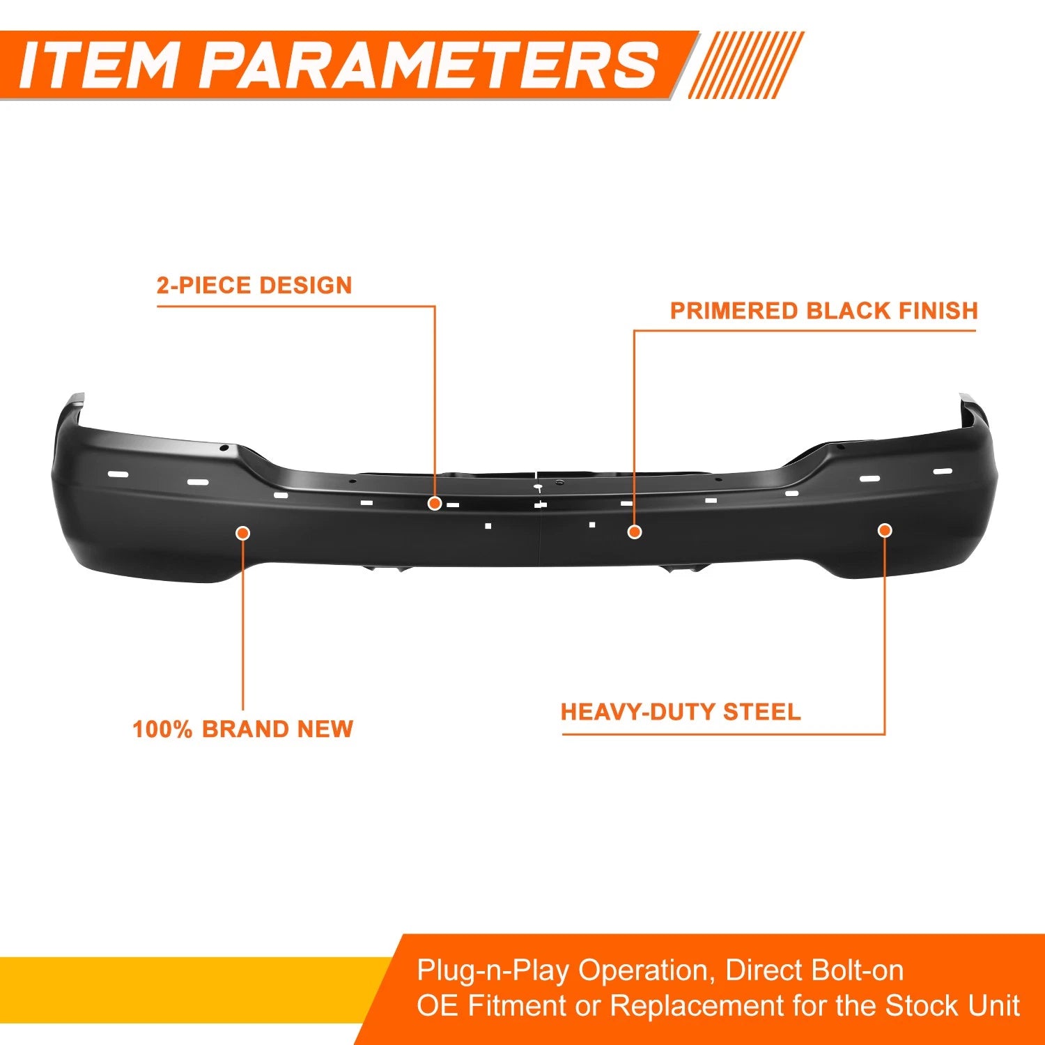 Front Bumper Face Bar for GMC Sierra 1500 Yukon XL (1999–2006) Black Steel