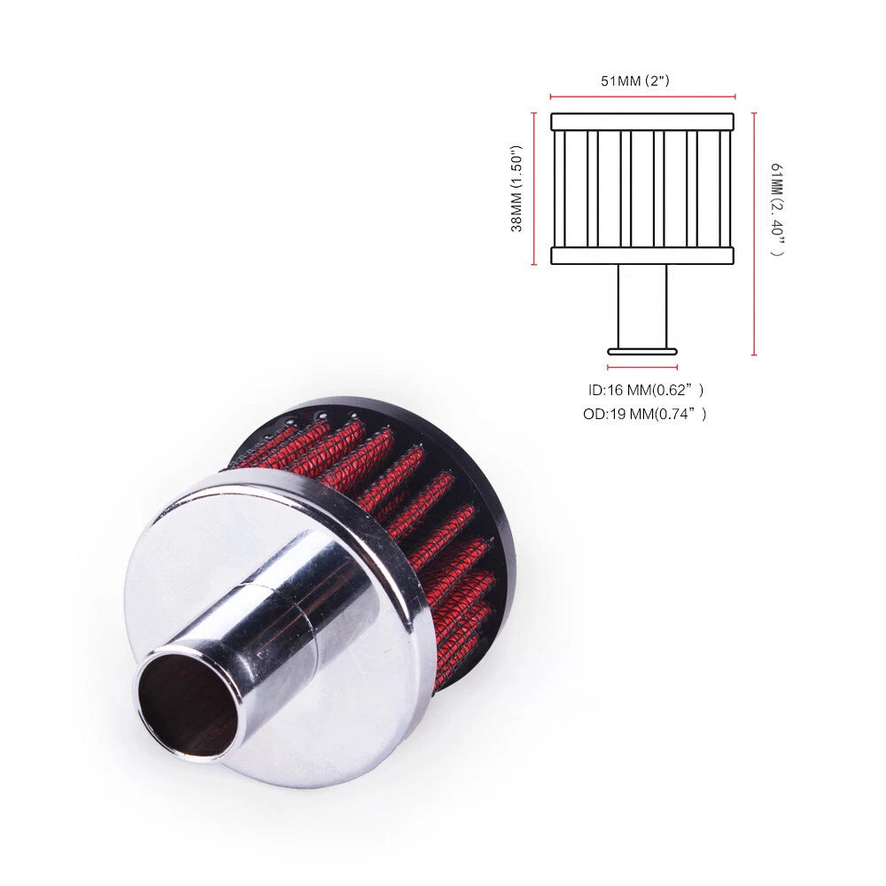 2X Cold Air Intake Filters for Turbo Vent Crankcase Breather Valve Cover