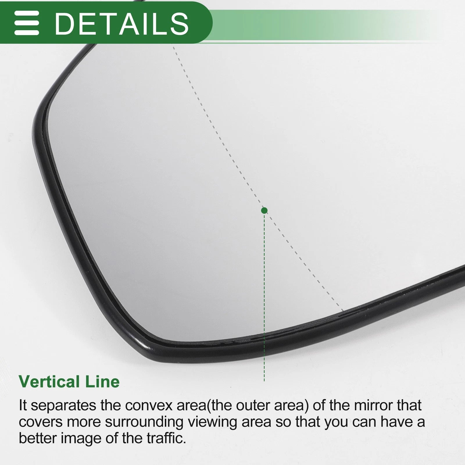 Left Side White Aspherical Mirror Glass for Ford Focus (2012–2018)