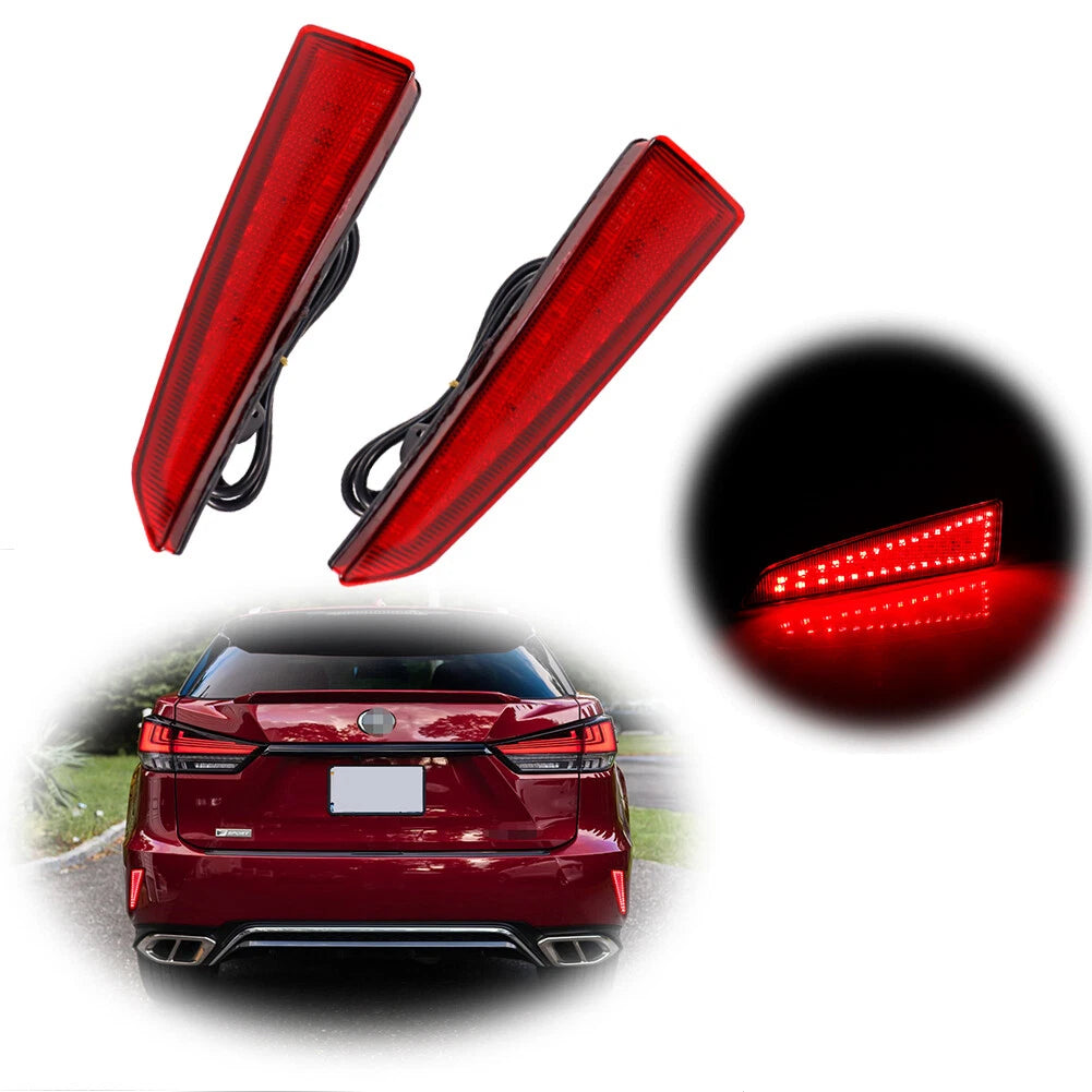 2X Red Lens Rear Bumper Reflectors for Lexus RX350 RX450h (2016–2020)