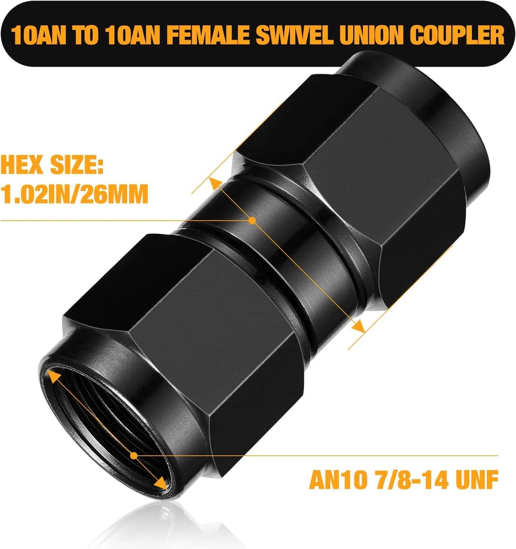 10AN Female to 10AN Female Coupler Fitting for Vehicle Hose